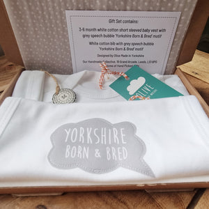 Yorkshire themed new baby gift set - Yorkshire Born and Bred - Olive Made