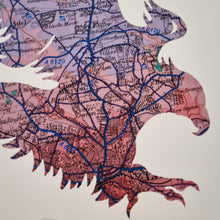 Load image into Gallery viewer, Vintage Map Style Print - A3 - Golden Eagle Silhouette - Leeds Map
