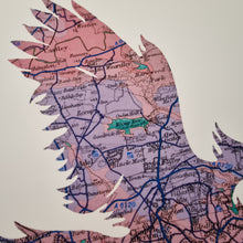 Load image into Gallery viewer, Vintage Map Style Print - A3 - Golden Eagle Silhouette - Leeds Map
