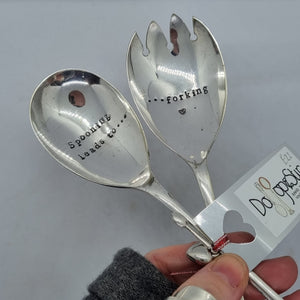 Spooning leads to Forking - stamped spoon set - Dollop and Stir
