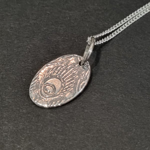Oval Etched Sterling Silver necklace - Maxwell Harrison Jewellery - gift idea