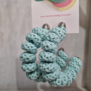 Spring Hoop Earrings - Cool Mint - Cotton Rope Jewellery - Handmade by Tinni