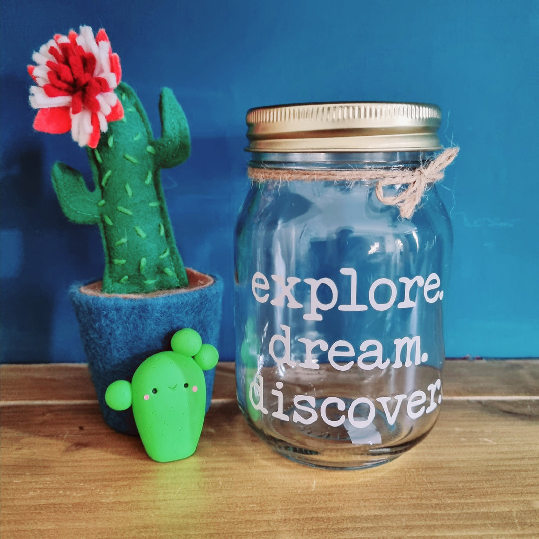 Savings Jar - Explore. Dream. Discover - Savings Fund - Small size