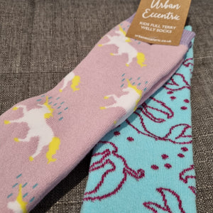 Childrens Welly socks 2 pack - Unicorns and Mermaids - Urban Eccentric