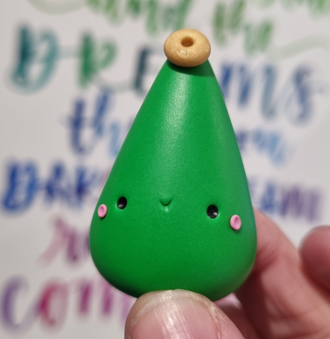 Christmas Tree - Kawaii - polymer clay pebble pets - LittleBigNose