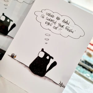 Kevin the Cat Art Print - Stroke me again... - York Stone Buddies