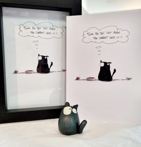 Kevin the Cat Art Print - Feed me this sh*t again and the carpet gets it! - York Stone Buddies