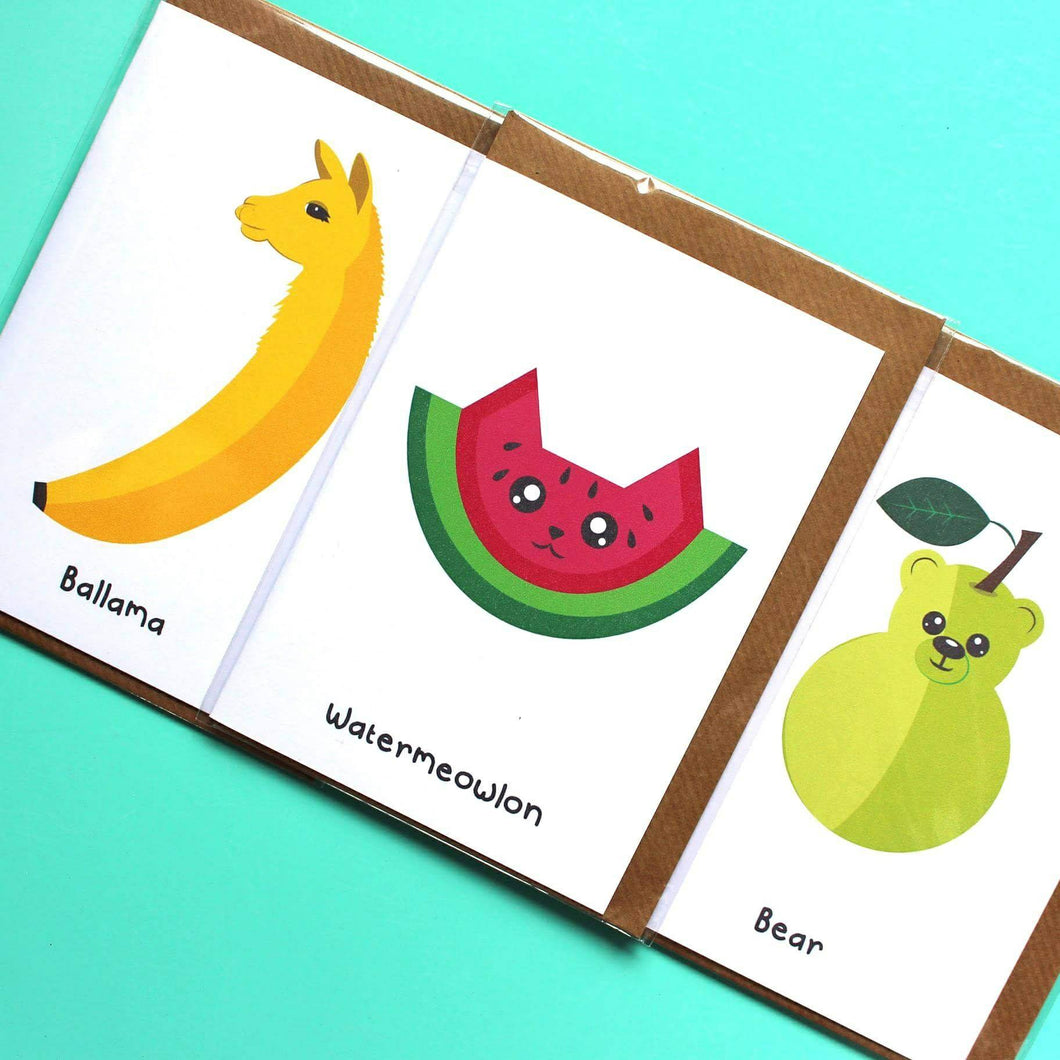 Fruit/Animal pun Cards - Ballama - Watermeowlon - Bear - Animal lovers - Innabox