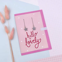 Load image into Gallery viewer, Hello Lovely Glitter Star Threader Earrings Card - Laura Fernandez Designs - Glitter earrings
