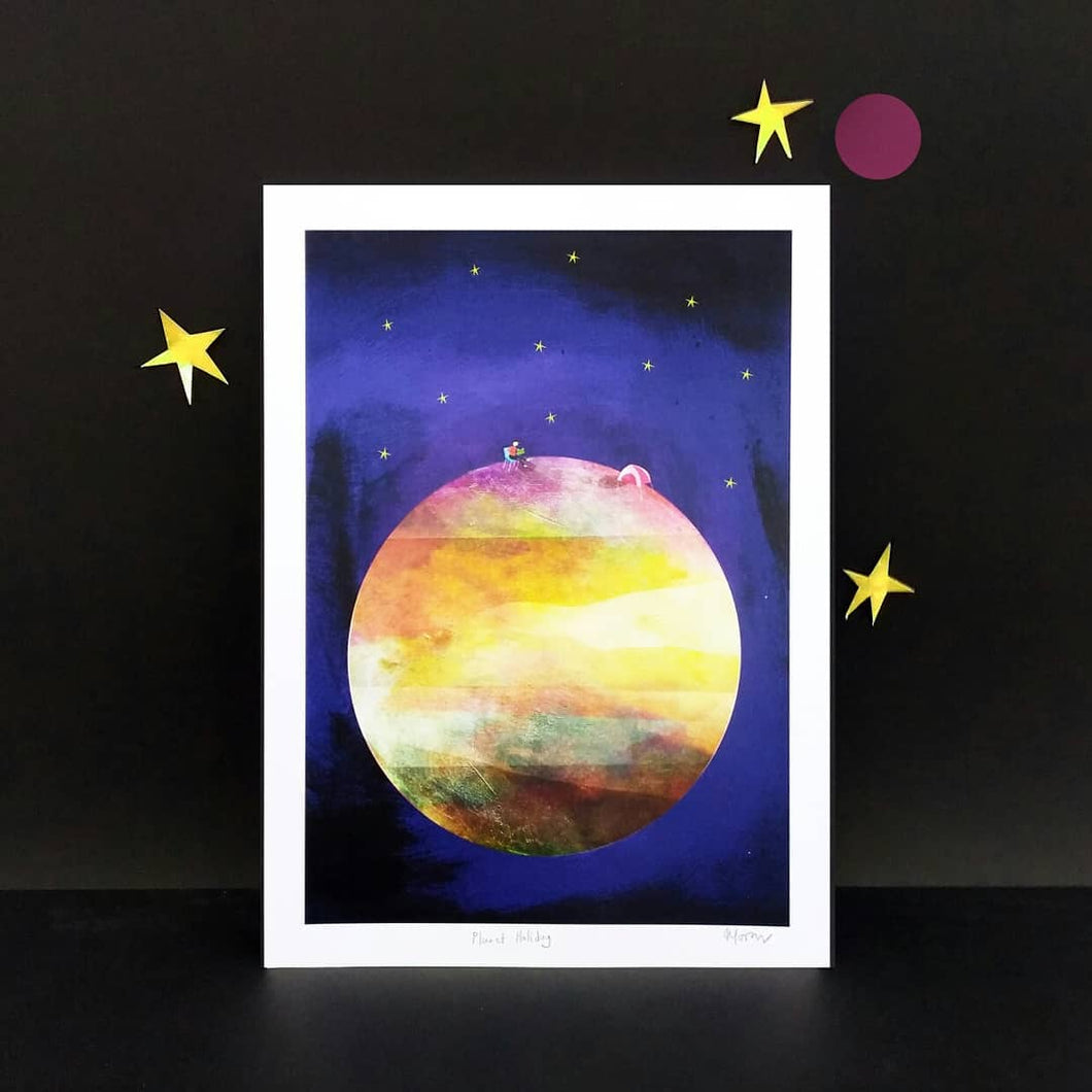 Planet print - Illustrator Kate - A4 print - Moon, Stars, Planets