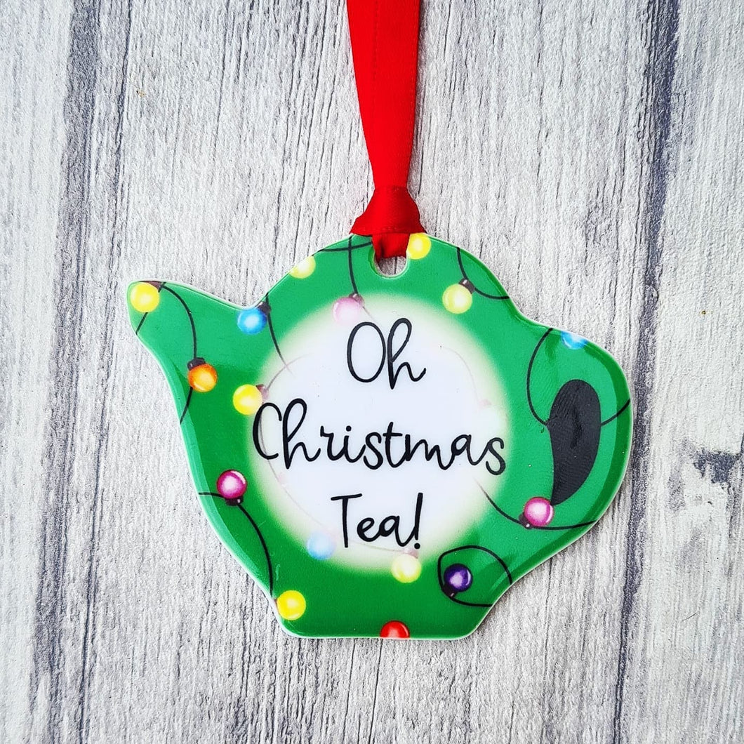 Oh Christmas Tea - Tea themed Christmas Decoration - Ceramic Teapot Tree Decoration - The Crafty Little Fox