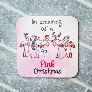 I'm dreaming of a Pink Christmas Coaster - Flamingo - The Crafty Little Fox