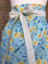 Load image into Gallery viewer, Half Apron - Blue/Yellow Floral - Kitsch-ina - Retro style pinny
