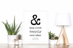 And they lived happily ever after - A4 print - I Heart Henry - Wedding, Anniversary gift