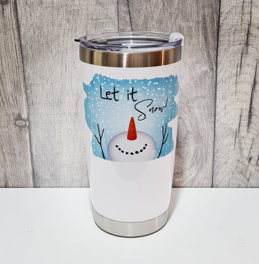 Travel Mug - Let it Snow - The Crafty Little Fox - Eco friendly gift