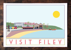 Filey tourism inspired A3 poster print - Sweetpea & Rascal - Yorkshire coast