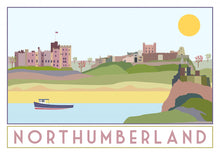 Load image into Gallery viewer, Northumberland Landmarks tourism inspired A3 poster print - Sweetpea &amp; Rascal

