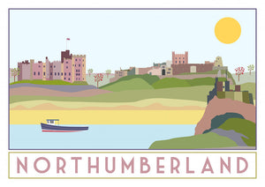 Northumberland Landmarks tourism inspired A3 poster print - Sweetpea & Rascal