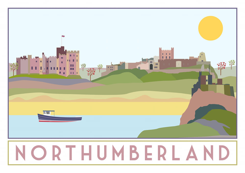Northumberland tourism inspired poster print - Sweetpea & Rascal