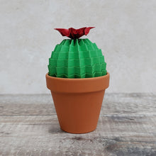 Load image into Gallery viewer, Origami Cactus with red flower - Paper Cacti - Origami Blooms

