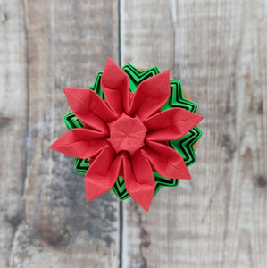 Origami Cactus with red flower - Paper Cacti - Origami Blooms