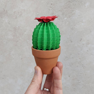 Mini Origami Cactus with flower - Paper Cacti - Origami Blooms