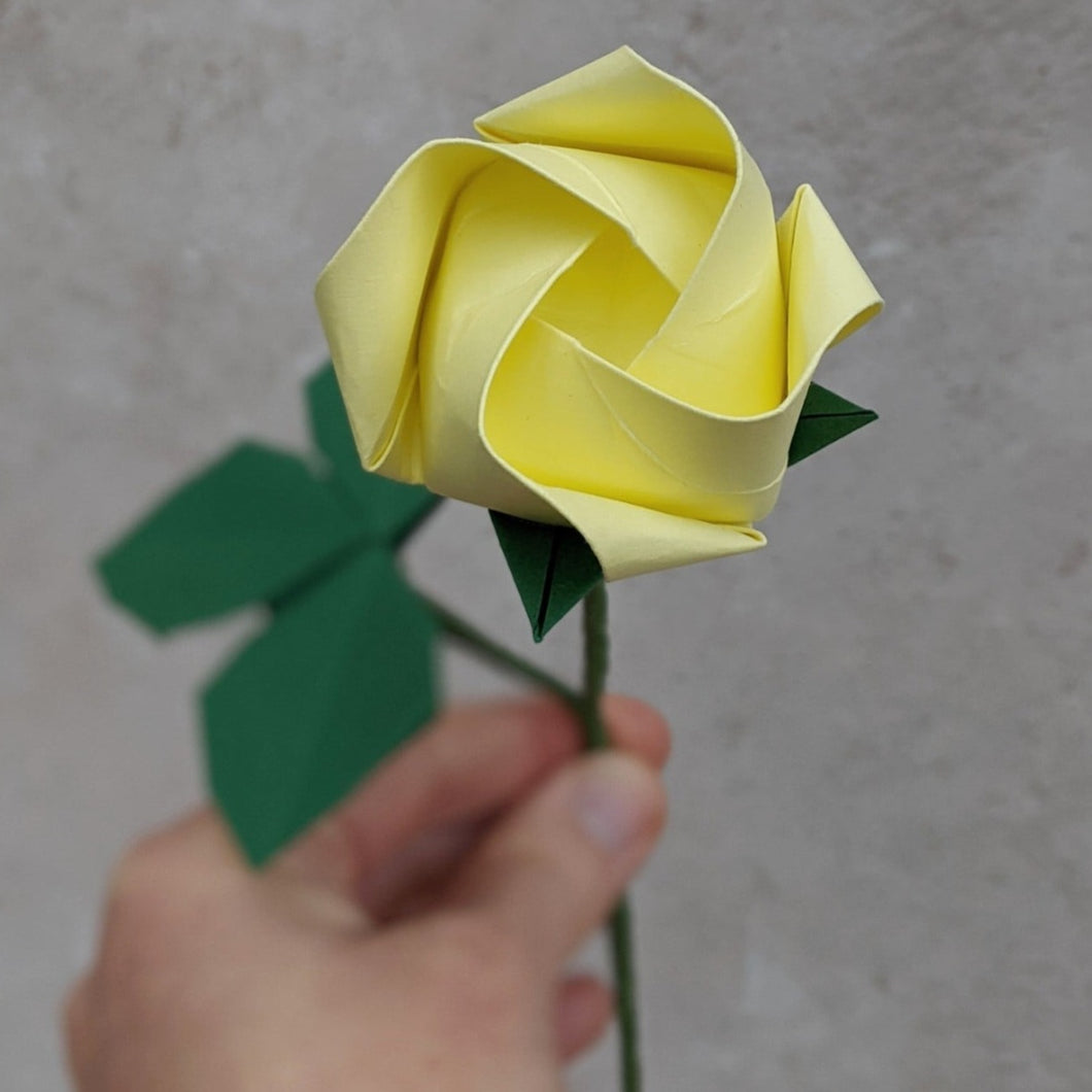 Paper Rose - Pastel Yellow - Origami Blooms