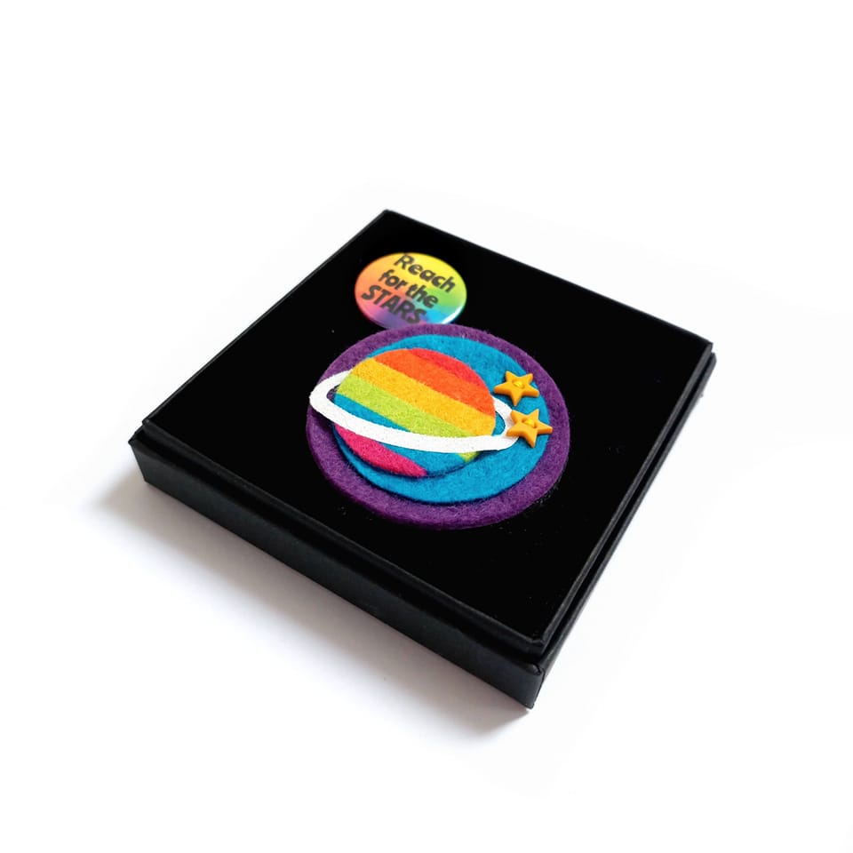 Reach for the Stars Rainbow Planet Brooch - Life Is Better In Colour
