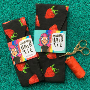 Fabric hair ties - Strawberry - Dawny's Sewing Room - Adult and child size