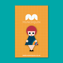 Load image into Gallery viewer, Wooden Brooch - Geo Girl Rae - Minimalist Design  - Munchquin
