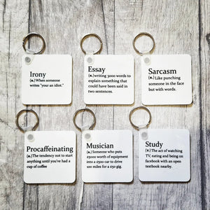 Dictionary Definition Keyrings - Sarcastic gifts, lots of sayings! - The Crafty Little Fox