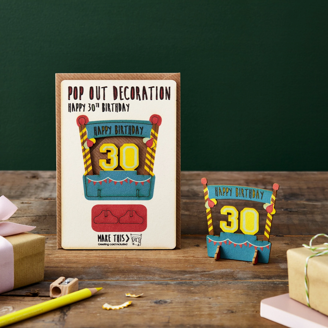 30th Birthday - Wooden Pop Out Card and Decoration - card and gift in one - The Pop Out Card Company
