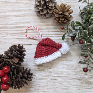 Crochet Santa Hat - Christmas Tree Decoration - CuddlingaCactus