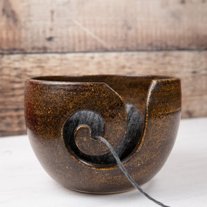 Yarn Bowl - Speckled Brown - Thrown In Stone - Collection Only