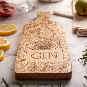 Wooden Bottle Board - Gin - Lowrey Engraving