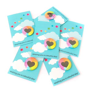 Rainbow Heart Badge - Token of Affection - Rainbow button Badge - Life is Better in Colour
