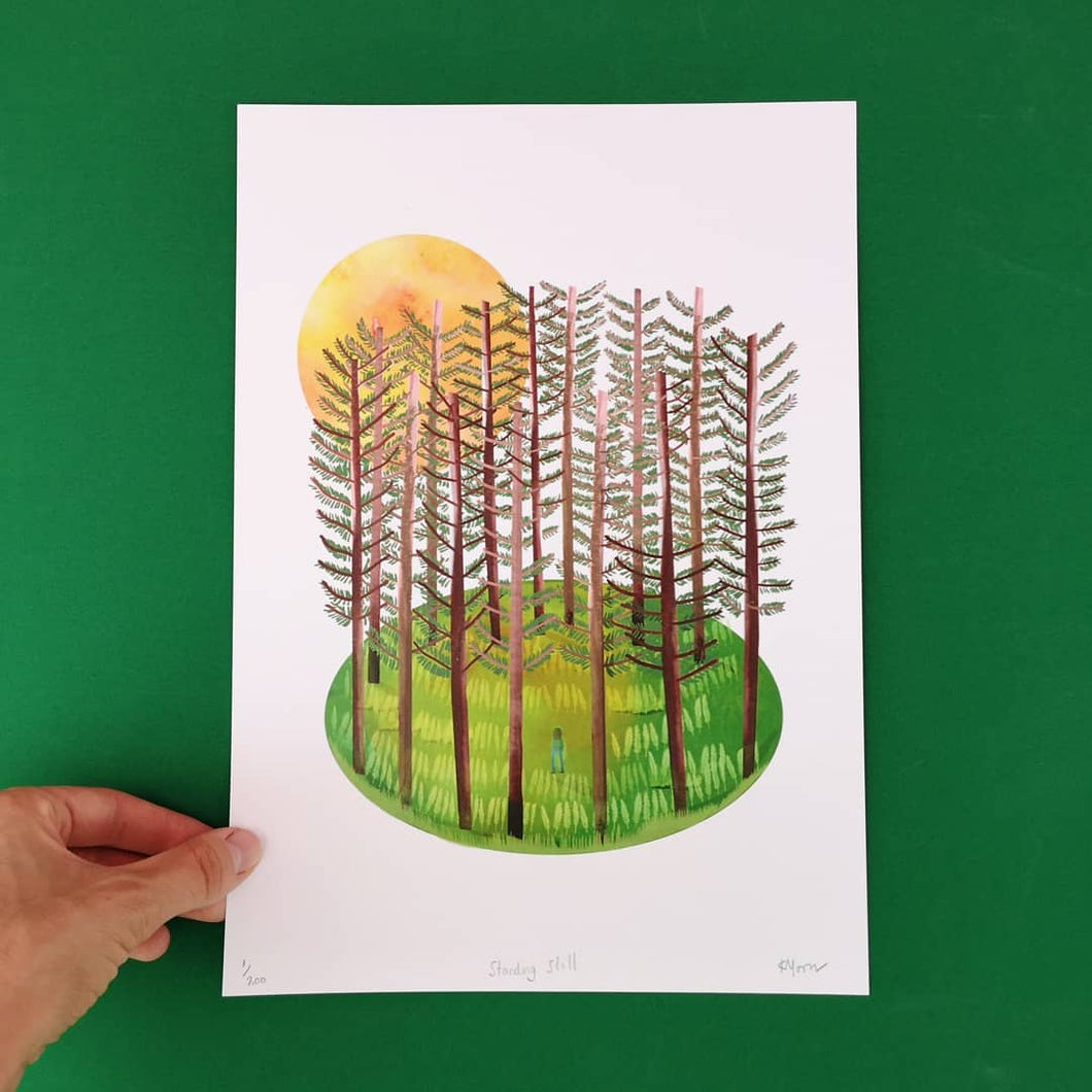Woodland print - Illustrator Kate - A4 print - Standing Still