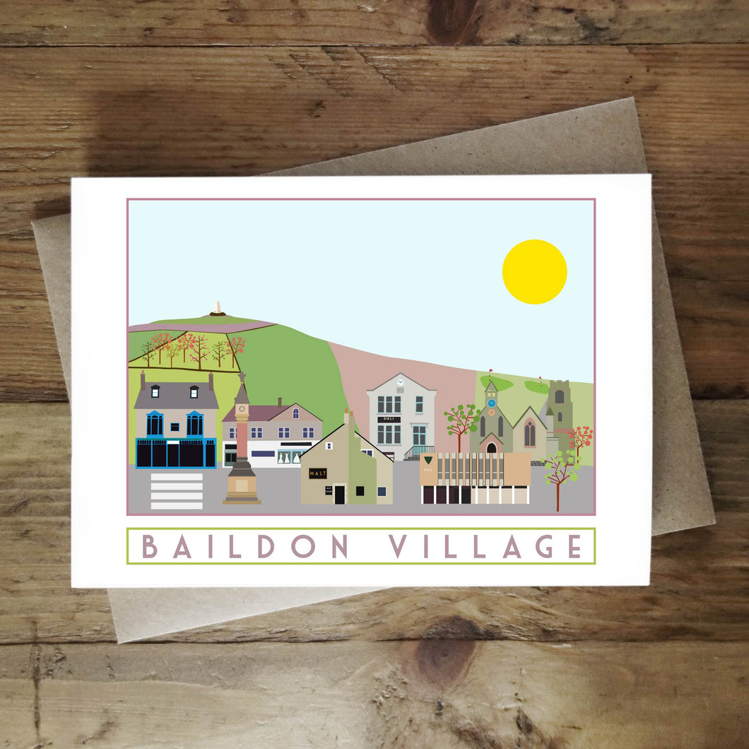 Baildon greetings card - tourism poster inspired - Sweetpea and Rascal