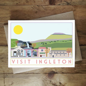 Ingleton greetings card - tourism poster inspired - Sweetpea and Rascal - Yorkshire scenes