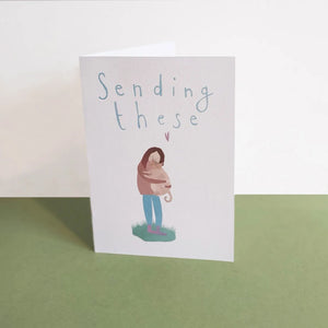 Sending Hugs - Cat Hugs Greeting Card - Illustrator Kate - Cat Lovers