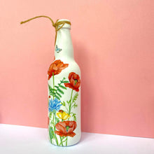 Load image into Gallery viewer, Decoupaged Beer Bottle - Poppies and Wildflowers Design - The Upcycled Shop
