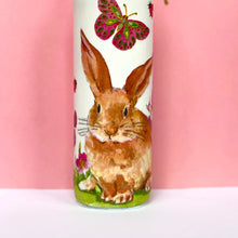 Load image into Gallery viewer, Decoupaged Bottle - Bunny Rabbit and Butterflies Design - The Upcycled Shop
