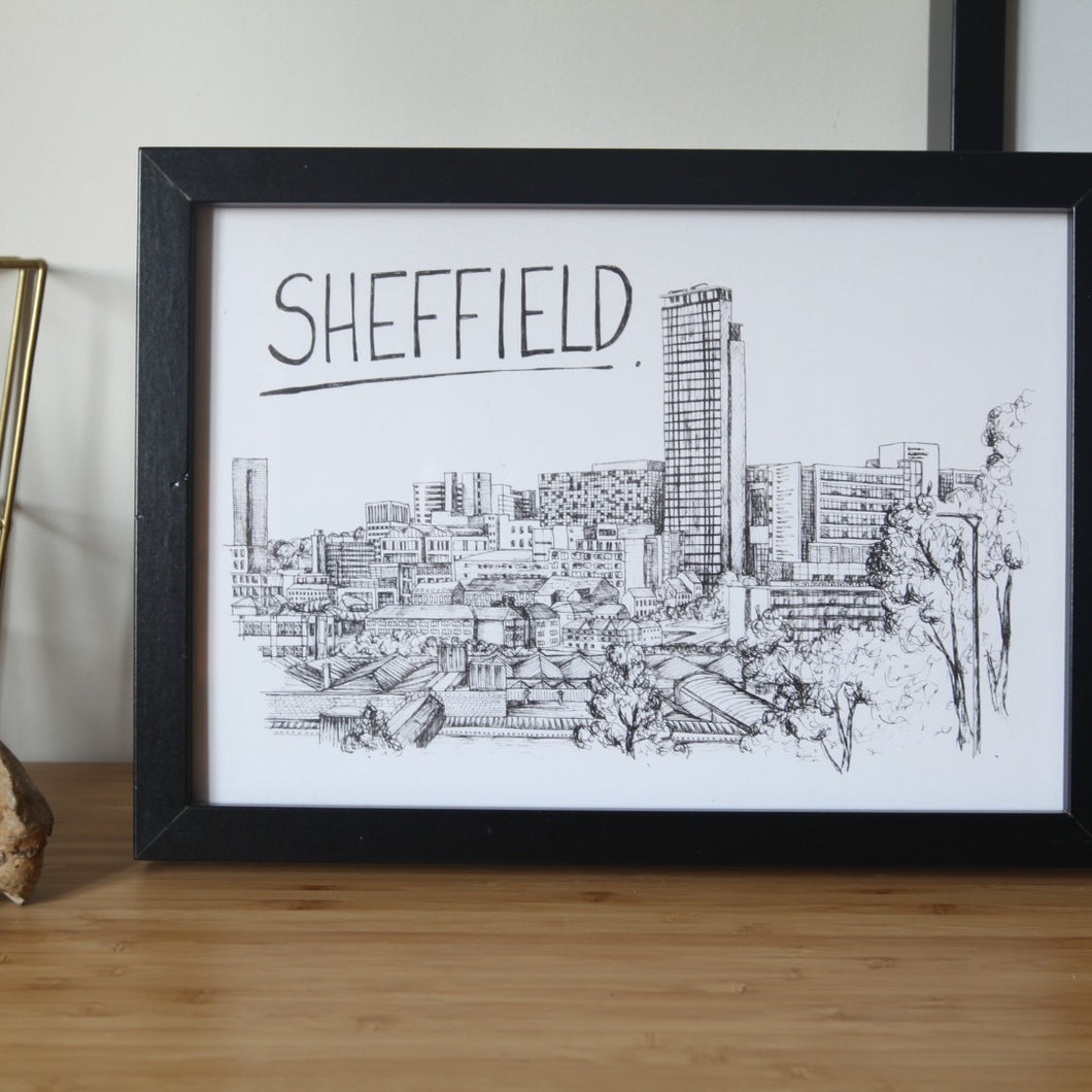 Sheffield Skyline Art Print - A3 size - Christopher Walster