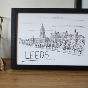 Leeds Skyline Art Print - A4 size - Christopher Walster