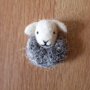 Herdwick Sheep - Needle Felted Brooch - Useless Buttons
