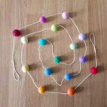 Load image into Gallery viewer, Rainbow Felt Ball Garland - Bright and Pastel colours - Useless Buttons
