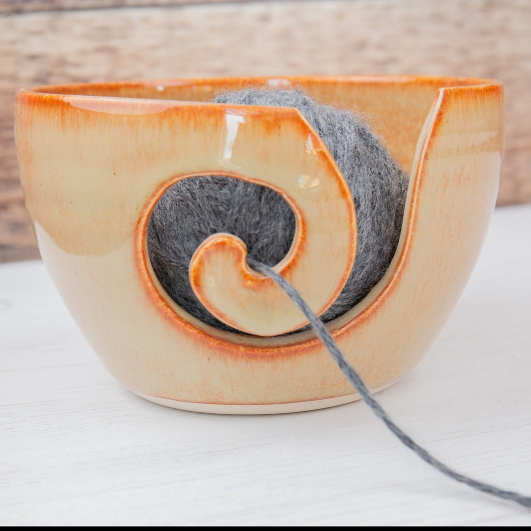 Yarn Bowl - Fiery Orange - Thrown In Stone