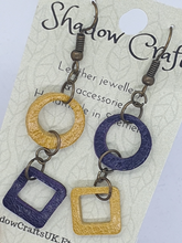 Load image into Gallery viewer, Leather Cutout Drop Earrings - Mismatched Shape - Shadow Crafts
