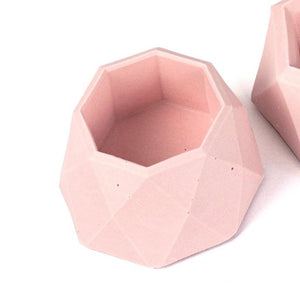 Mini Geometric Jesmonite Planter - Pink- Nine Angels