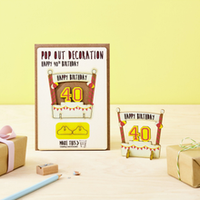 Load image into Gallery viewer, 40th Birthday - Wooden Pop Out Card and Decoration - card and gift in one - The Pop Out Card Company
